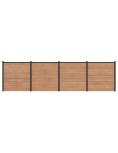 Pannello di Recinzione 4 pcs WPC e Alluminio Marrone