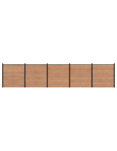 Pannello di Recinzione 5 pcs WPC e Alluminio Marrone