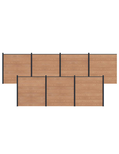 Pannello di Recinzione 7 pcs WPC e Alluminio Marrone