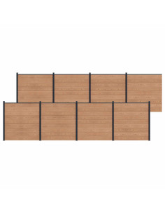 Pannello di Recinzione 8 pcs WPC e Alluminio Marrone
