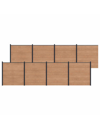 Pannello di Recinzione 8 pcs WPC e Alluminio Marrone