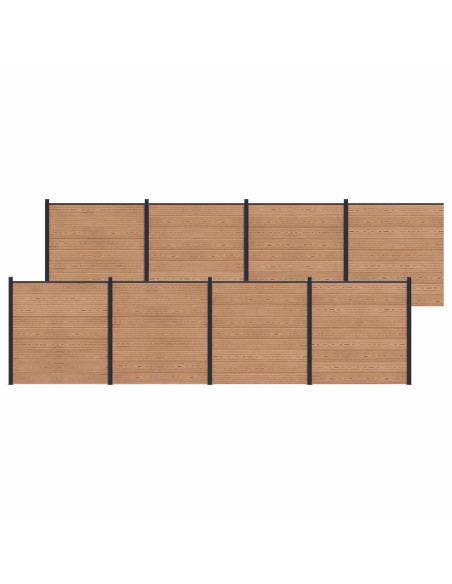 Pannello di Recinzione 8 pcs WPC e Alluminio Marrone