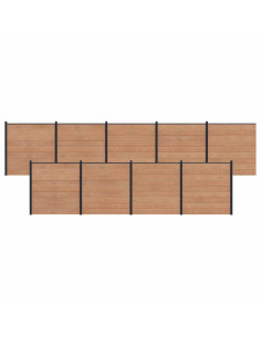 Pannello di Recinzione 9 pcs WPC e Alluminio Marrone