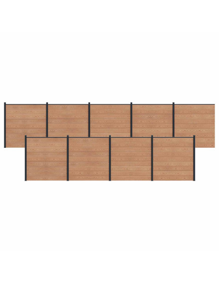 Pannello di Recinzione 9 pcs WPC e Alluminio Marrone