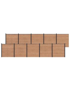 Pannello di Recinzione 10 pcs WPC e Alluminio Marrone