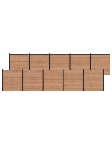 Pannello di Recinzione 10 pcs WPC e Alluminio Marrone