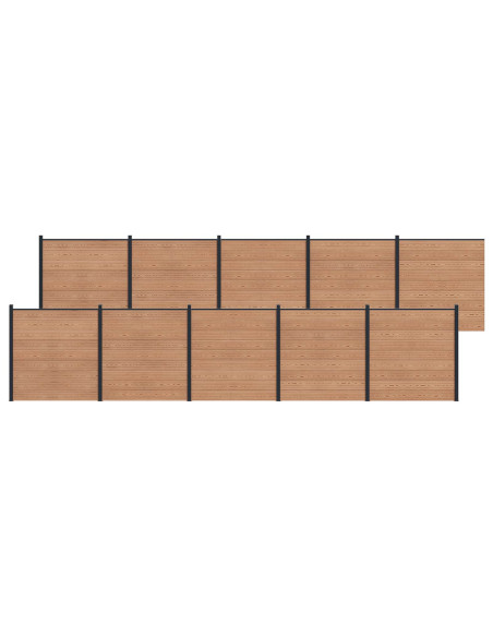 Pannello di Recinzione 10 pcs WPC e Alluminio Marrone