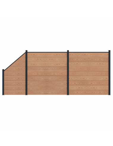 Pannello di Recinzione 3 pcs WPC e Alluminio Marrone