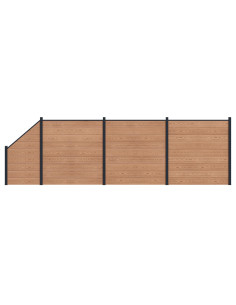 Pannello di Recinzione 4 pcs WPC e Alluminio Marrone