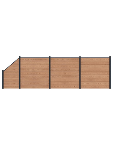 Pannello di Recinzione 4 pcs WPC e Alluminio Marrone
