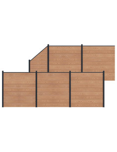 Pannello di Recinzione 6 pcs WPC e Alluminio Marrone