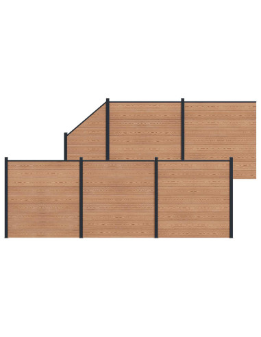 Pannello di Recinzione 6 pcs WPC e Alluminio Marrone