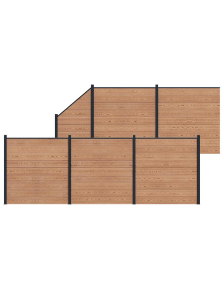 Pannello di Recinzione 6 pcs WPC e Alluminio Marrone