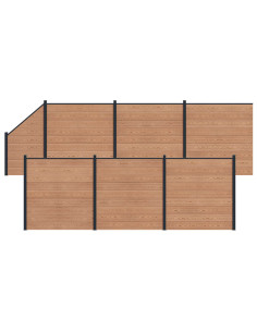 Pannello di Recinzione 7 pcs WPC e Alluminio Marrone