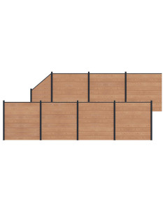 Pannello di Recinzione 8 pcs WPC e Alluminio Marrone