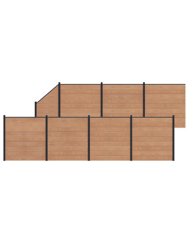 Pannello di Recinzione 8 pcs WPC e Alluminio Marrone