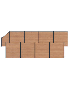 Pannello di Recinzione 9 pcs WPC e Alluminio Marrone
