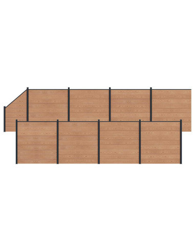 Pannello di Recinzione 9 pcs WPC e Alluminio Marrone