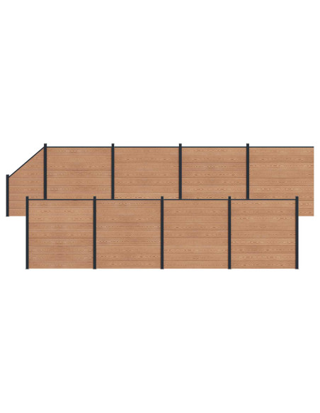 Pannello di Recinzione 9 pcs WPC e Alluminio Marrone