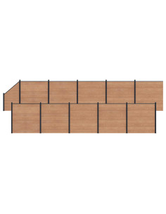 Pannello di Recinzione 11 pcs WPC e Alluminio Marrone