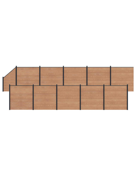 Pannello di Recinzione 11 pcs WPC e Alluminio Marrone