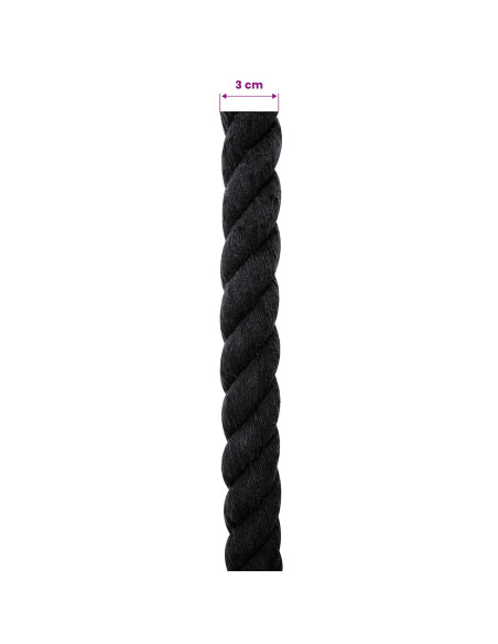 Corda di Cotone 50 m 30 Nero 100% Cotone