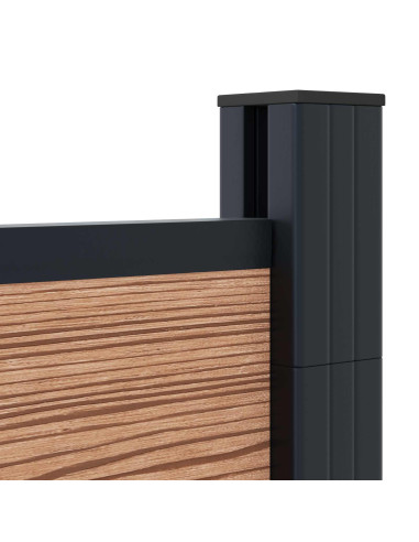 Pannello di Recinzione 3 pcs WPC e Alluminio Marrone