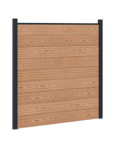 Pannello di Recinzione 4 pcs WPC e Alluminio Marrone 2