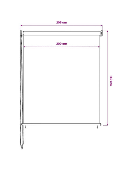 Tenda a Rullo per Esterni 200x140 cm Antracite
