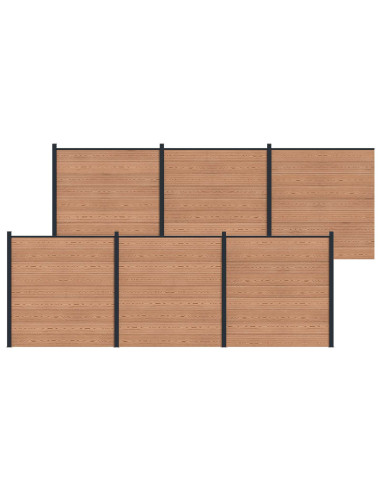 Pannello di Recinzione 6 pcs WPC e Alluminio Marrone