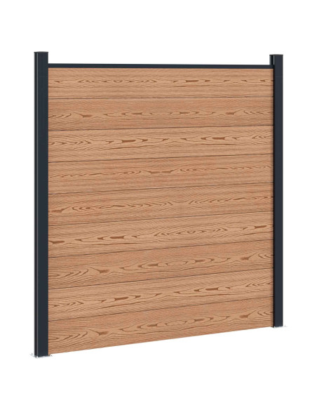Pannello di Recinzione 8 pcs WPC e Alluminio Marrone