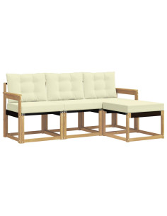 Set di divani da esterno con cuscino 4 pcs Bianco e Crema 2