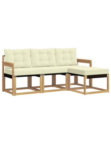 Set di divani da esterno con cuscino 4 pcs Bianco e Crema