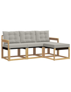 Set di divani da esterno 4 pcs Bianco e Grigio Chiaro 2