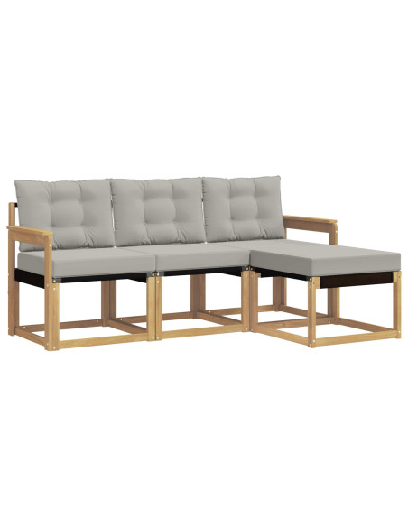 Set di divani da esterno 4 pcs Bianco e Grigio Chiaro