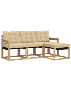 Set di divani da esterno con cuscino 4 pcs Bianco e Beige 2