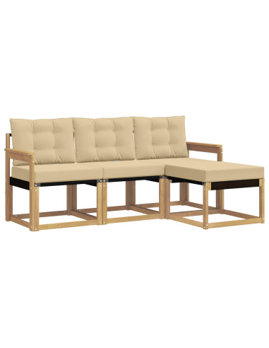 Set di divani da esterno con cuscino 4 pcs Bianco e Beige