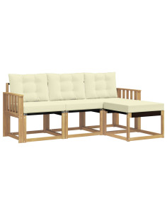Set di divani da esterno con cuscino 4 pcs Bianco e Crema 2