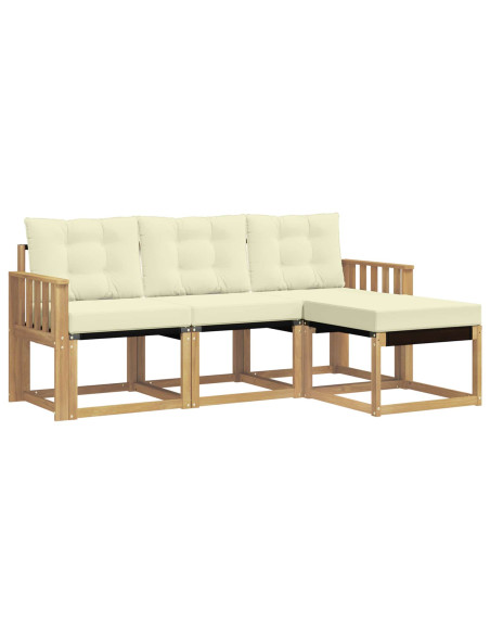 Set di divani da esterno con cuscino 4 pcs Bianco e Crema