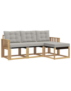 Set di divani da esterno 4 pcs Bianco e Grigio Chiaro 2