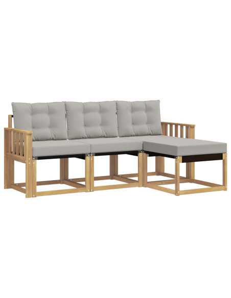 Set di divani da esterno 4 pcs Bianco e Grigio Chiaro