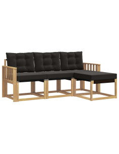 Set di divani da esterno con cuscino 4 pcs Bianco e Nero 2