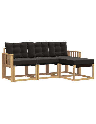 Set di divani da esterno con cuscino 4 pcs Bianco e Nero