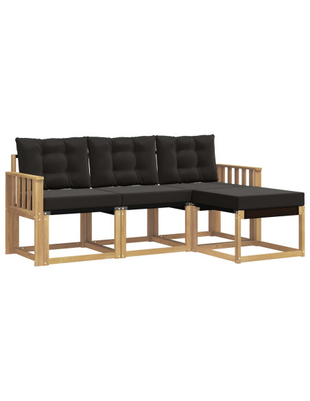 Set di divani da esterno con cuscino 4 pcs Bianco e Nero