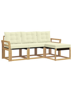 Set di divani da esterno con cuscino 4 pcs Bianco e Crema 2