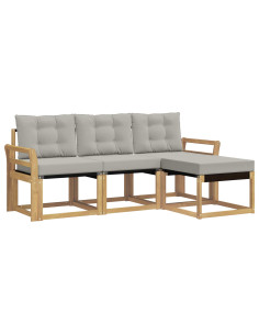 Set di divani da esterno 4 pcs Bianco e Grigio Chiaro 2