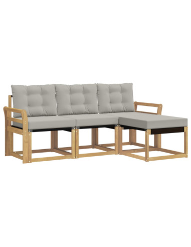 Set di divani da esterno 4 pcs Bianco e Grigio Chiaro