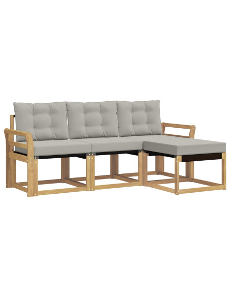 Set di divani da esterno 4 pcs Bianco e Grigio Chiaro