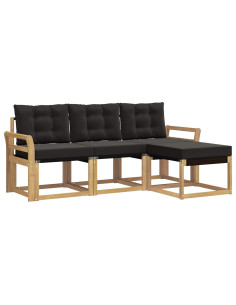 Set di divani da esterno con cuscino 4 pcs Bianco e Nero 2