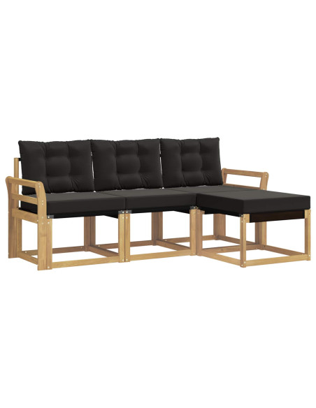 Set di divani da esterno con cuscino 4 pcs Bianco e Nero